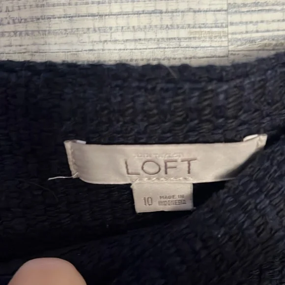 Loft Navy Blue Knitted Cotton Blend Lined Womens Mini Skirt Size 10 525 - Picture 4 of 6